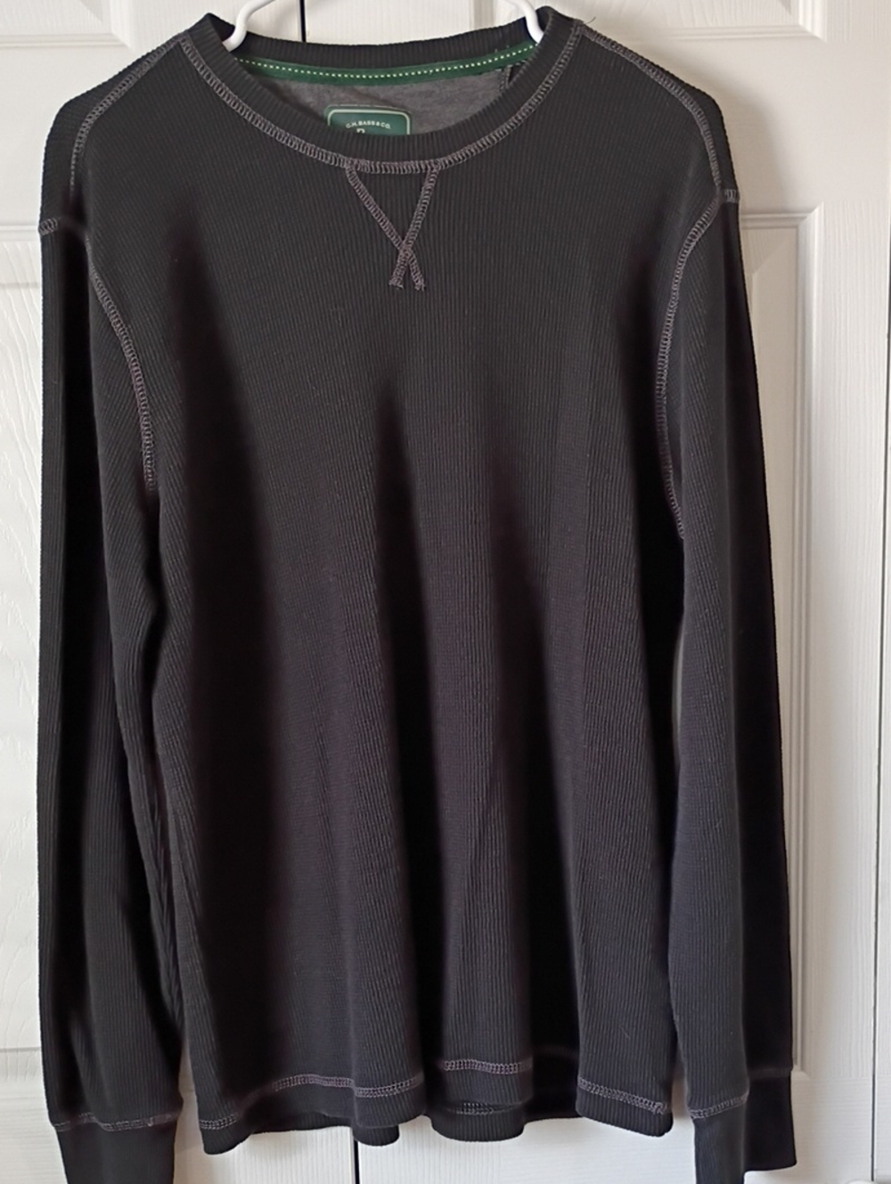 Men's Long-Sleeve Black Thermal Crewneck G H Bass Shirt Sz L